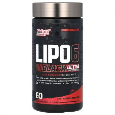 Nutrex Research, LIPO-6 Black, ультраконцентрат, 60 черных капсул Диетические средства / Аптека | V4.Market