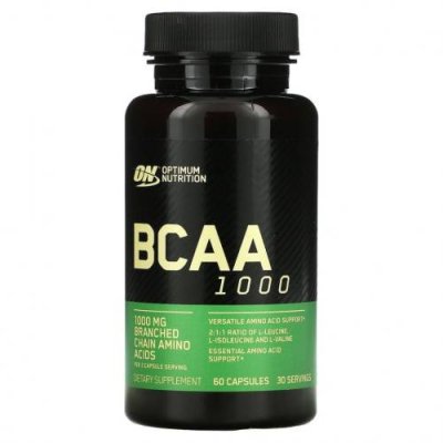 Optimum Nutrition, BCAA 1000 Caps, большая упаковка, 500 мг, 60 капсул BCAA / Аптека | V4.Market