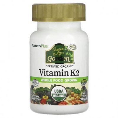 NaturesPlus, Source of Life, Garden, Vitamin K2 (витамин К2), 60 растительных капсул Витамин К / Аптека | V4.Market