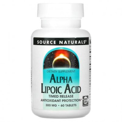 Source Naturals, альфа-липоевая кислота, медленное высвобождение, 300 мг, 60 таблеток Альфа-липоевая кислота / Аптека | V4.Market