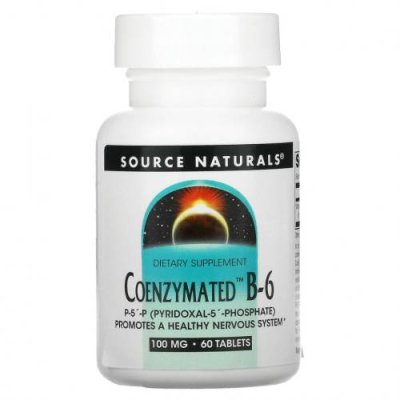 Source Naturals, Ферментированный витамин B6, 100 мг, 60 таблеток B6 Пиридоксин / Аптека | V4.Market