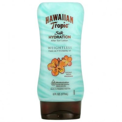 Hawaiian Tropic, Silk Hydration Weightless, невесомый увлажняющий лосьон после загара, кокос и папайя, 177 мл (6 жидк. унций) Уход за кожей после загара / Аптека | V4.Market