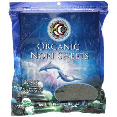 Earth Circle Organics, Органические нори для суши, 50 листов, 125 г (4,4 унции) Морские овощи / Аптека | V4.Market