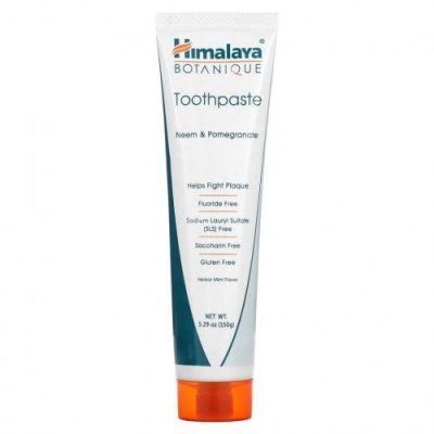 Himalaya, Botanique, зубная паста, ним и гранат, без фтора, 150 г (5,29 унции) Без фтора / Аптека | V4.Market