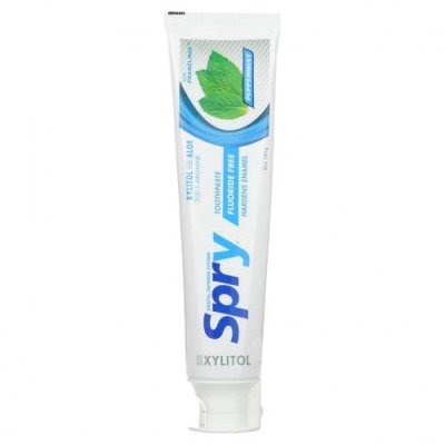 Xlear, Spry Toothpaste, Anti-Plaque Tartar Control, Fluoride Free, Natural Peppermint, 5 oz (141 g) Без фтора / Аптека | V4.Market