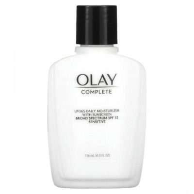 Olay, Complete, UV365, ежедневное увлажняющее и солнцезащитное средство, SPF 15, для чувствительной кожи, 118 мл (4,0 унции) Увлажняющие средства для лица / Аптека | V4.Market