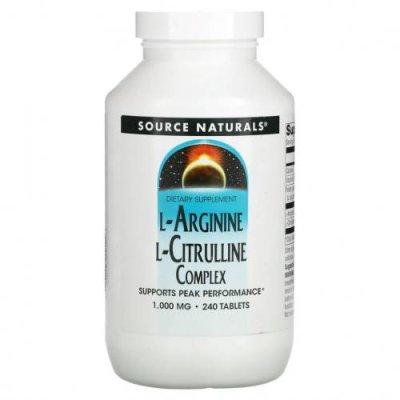 Source Naturals, Комплекс L-аргинина и L-цитруллина, 1000 мг, 240 таблеток L-аргинин / Аптека | V4.Market