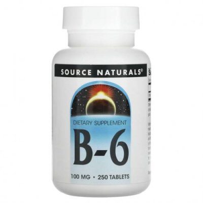 Source Naturals, B-6, 100 мг, 250 таблеток B6 Пиридоксин / Аптека | V4.Market