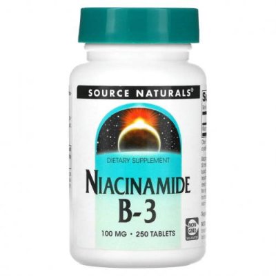 Source Naturals, Никотинамид B-3, 100 мг, 250 таблеток B3 Ниацин / Аптека | V4.Market