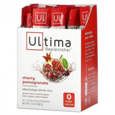 Ultima Replenisher, Электролитный порошок, вишня и гранат, 20 пакетиков по 3,4 г (0,12 унции) Гидратация и электролиты / Аптека | V4.Market