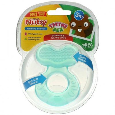 Nuby, Soothing Teether, Teeth Eez, 3+M, Aqua, 1 Teether Игрушки для прорезывания зубов / Аптека | V4.Market