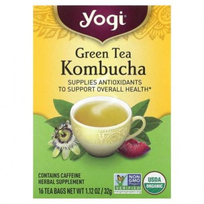 Yogi Tea, зеленый чай комбуча, 16 чайных пакетиков, 32 г (1,12 унции) Травяной чай комбуча / Аптека | V4.Market