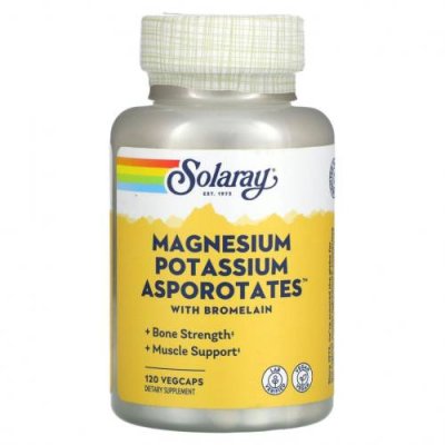 Solaray, Magnesium Potassium Asporotates, аспартат магния и калия, 120 растительных капсул Магний / Аптека | V4.Market