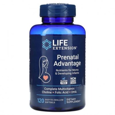 Life Extension, Prenatal Advantage, 120 легко проглатываемых капсул Пренатальные витамины / Аптека | V4.Market