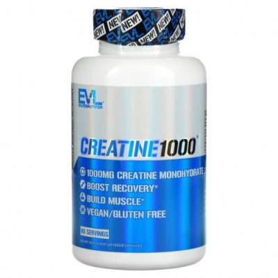 EVLution Nutrition, Creatine1000, креатин, 500 мг, 120 растительных капсул Моногидрат креатина / Аптека | V4.Market