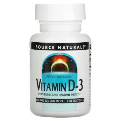 Source Naturals, витамин D3, 10 000 МЕ, 120 капсул D3 (холекальциферол) / Аптека | V4.Market