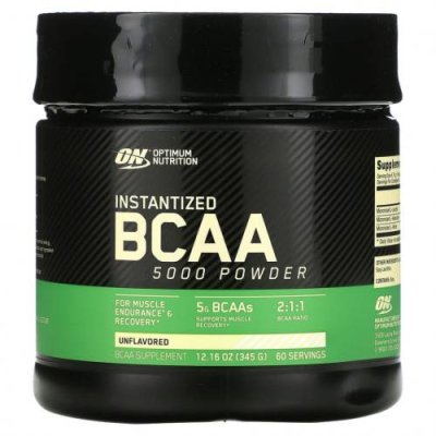 Optimum Nutrition, BCAA 5000, растворимый порошок, без добавок, 345 г (12,16 унции) BCAA / Аптека | V4.Market