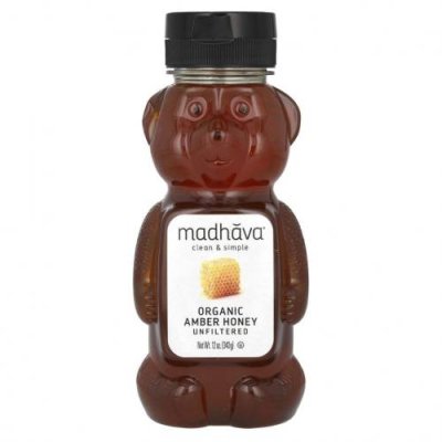 Madhava Natural Sweeteners, Органический янтарный мед, 12 унций (340 г) Мед / Аптека | V4.Market