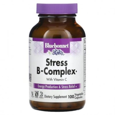 Bluebonnet Nutrition, Stress B-Complex, 100 растительных капсул Комплекс витаминов группы B / Аптека | V4.Market