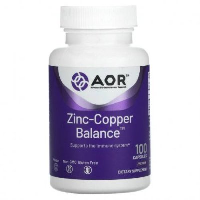 Advanced Orthomolecular Research AOR, Zinc-Copper Balance, 100 вегетарианских капсул Цинк / Аптека | V4.Market