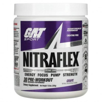 GAT, Sport, Nitraflex, виноград, 309 г (10,9 унции) Тестостерон / Аптека | V4.Market