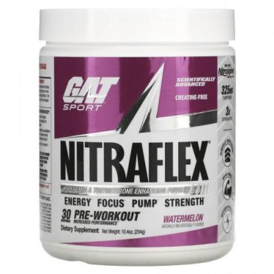 GAT, Sport, NITRAFLEX, арбуз, 294 г (10,4 унции) Тестостерон / Аптека | V4.Market