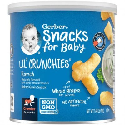 Gerber, Lil 'Crunchies, снек с запеченной кукурузой, от 8 месяцев, ранчо, 42 г (1,48 унции) Снеки, батончики и продукты, которые едят руками / Аптека | V4.Market