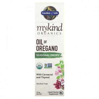 Garden of Life, MyKind Organics, масло орегано, сезонные капли, 30 мл (1 жидк. унция) Добавки с маслом орегано / Аптека | V4.Market