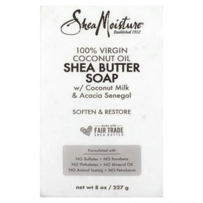 SheaMoisture, мыло из 100% кокосового масла первого отжима и масла ши, 230 г (8 унций) Кусковое мыло с маслом ши / Аптека | V4.Market