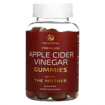 Nobi Nutrition, Premium Apple Cider Vinegar Gummies with The Mother, Apple , 60 Gummies Яблочный уксус / Аптека | V4.Market