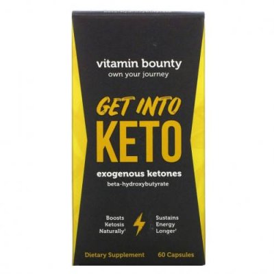 Vitamin Bounty, Get Into Keto, экзогенные кетоны, 60 капсул Бетагидроксибутиратные соли / Аптека | V4.Market