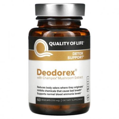 Quality of Life Labs, Deodorex, с экстрактом грибов Champex, 250 мг, 60 вегетарианских капсул Агарикус / Аптека | V4.Market