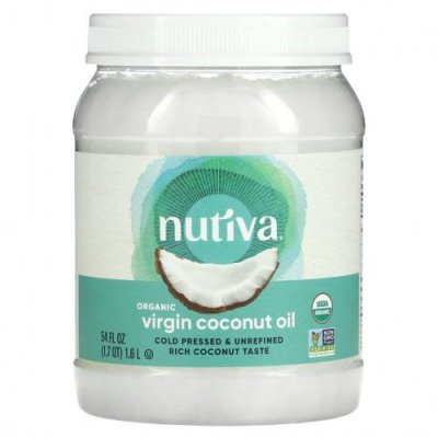 Nutiva, органическое кокосовое масло, первого отжима, 1,6 л (54 жидк. унции) Кокосовое масло / Аптека | V4.Market