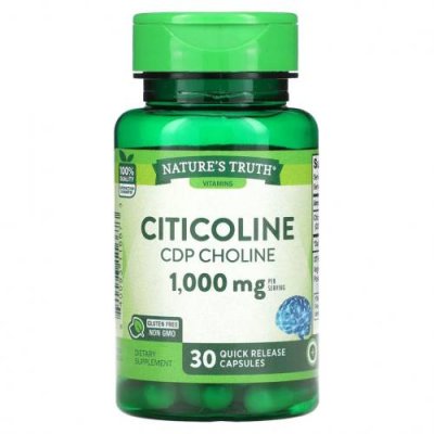 Nature's Truth, Citicoline CDP Choline, 1000 мг, 30 капсул с быстрым высвобождением Холин / Аптека | V4.Market