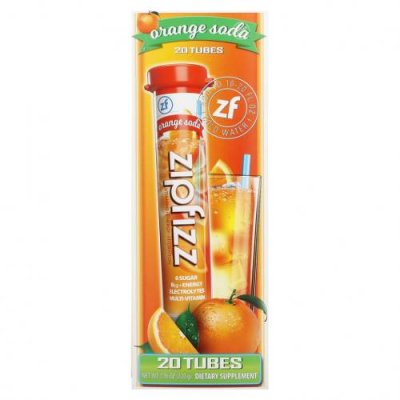 Zipfizz, Energy Drink Mix, апельсиновая сода, 20 тюбиков, 11 г (0,39 унции) Гидратация и электролиты / Аптека | V4.Market