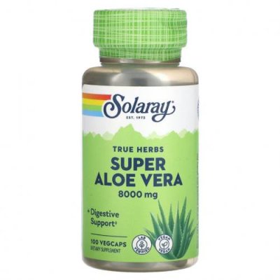 Solaray, True Herbs Super Aloe Vera, 8000 мг, 100 растительных капсул Алоэ вера / Аптека | V4.Market