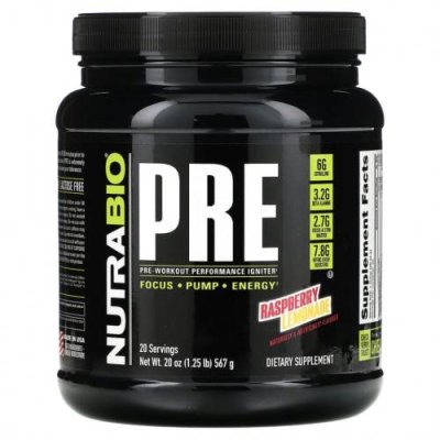 Nutrabio Labs, PRE-Workout Performance Igniter, малиновый лимонад, 567 г (1,25 фунта) L-цитруллин / Аптека | V4.Market