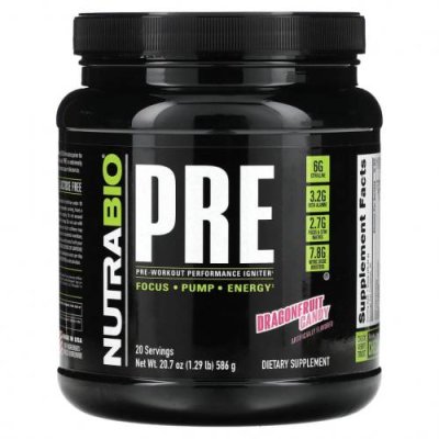 Nutrabio Labs, Pre-Workout Performance Igniter, конфеты из драконьего фрукта, 586 г (1,29 фунта) Стимуляторы / Аптека | V4.Market