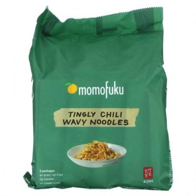 Momofuku, Волнистая лапша с чили Tingly, 5 пакетиков по 3,35 унции (95 г) каждый Суп и бульон / Аптека | V4.Market