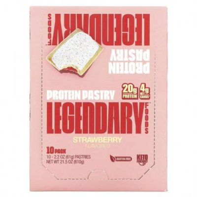 Legendary Foods, Protein Pastry, клубника, 10 пакетиков, 61 г (2,2 унции) Протеиновые снеки / Аптека | V4.Market