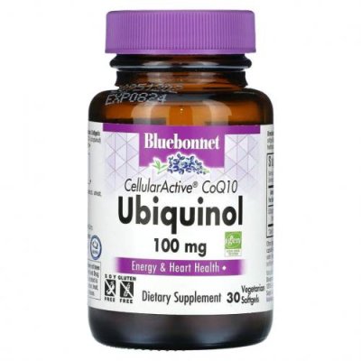 Bluebonnet Nutrition, CellularActive CoQ10, убихинол, 100 мг, 30 вегетарианских капсул Ubiquinol, CoQ10 / Аптека | V4.Market