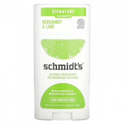 Schmidt's, Натуральный дезодорант, бергамот и лайм, 75 г (2,65 унции) Дезодоранты / Аптека | V4.Market