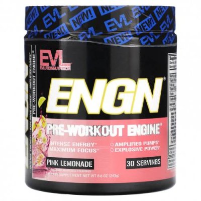 EVLution Nutrition, ENGN, предтренировочный комплекс, розовый лимонад, 243 г (8,6 унции) Стимуляторы / Аптека | V4.Market