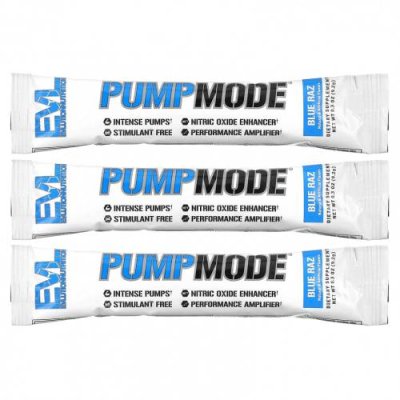 EVLution Nutrition, Pump Mode, Blue Raz, 3 палочки по 9,2 г (0,3 унции) Перед тренировкой, без стима / Аптека | V4.Market