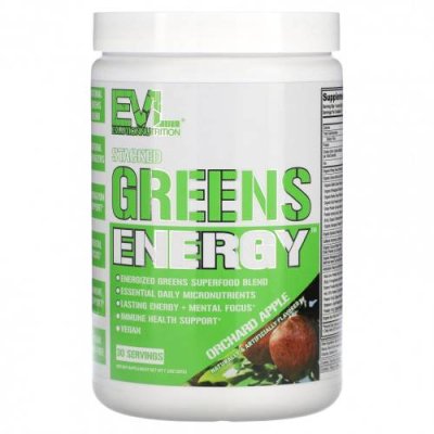 EVLution Nutrition, Stacked Greens Energy, яблочный сад, 207 г (7,3 унции) Зеленые смеси / Аптека | V4.Market