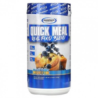 Gaspari Nutrition, Quick Meal, смесь натуральных продуктов, кексы с голубикой, 1250 г (2,75 фунта) Заменители пищи / Аптека | V4.Market