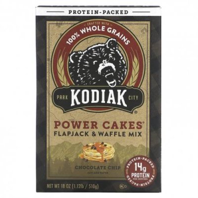 Kodiak Cakes, Power Cakes, смесь для лепешки и вафли, с шоколадной крошкой, 510 г (18 унций) Смеси для блинов и вафель / Аптека | V4.Market