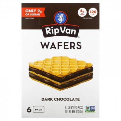 Rip Van Wafels, Темный шоколад, 6 пакетиков по 22 г (0,78 унции) Печенье / Аптека | V4.Market