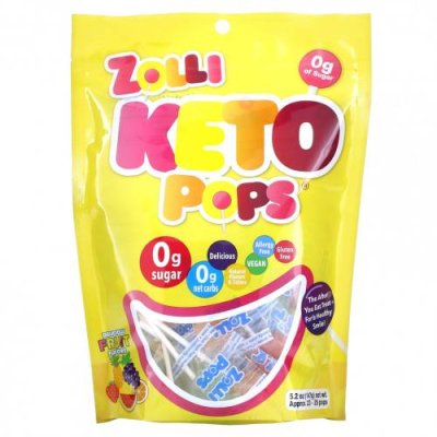 Zollipops, Keto Pops, фрукты, 147 г (5,2 унции) Леденцы / Аптека | V4.Market