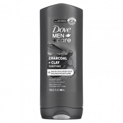 Dove, Men + Care, Elements, скраб для тела и лица, уголь + глина, 400 мл (13,5 жидк. Унции) Мужской гель для ванны и душа / Аптека | V4.Market